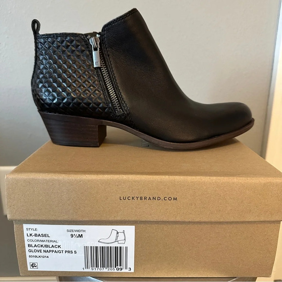 Lucky Brand Shoes - Lucky Brand Womens Basel Ankle Bootie. Size 9.5. Black Leather. New In B…